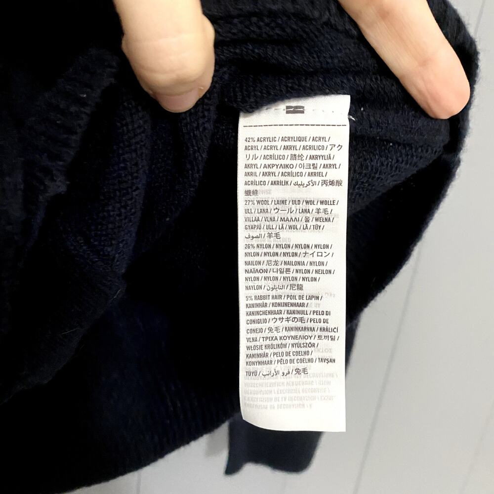 Hollister Y2K Navy Blue Wool Blend Preppy Classic Minimalist Cardigan S - Picture 2 of 6